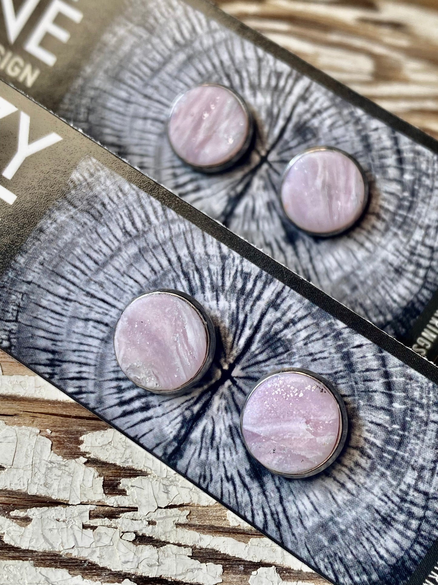 Pink Quartz Framed Stud Set
